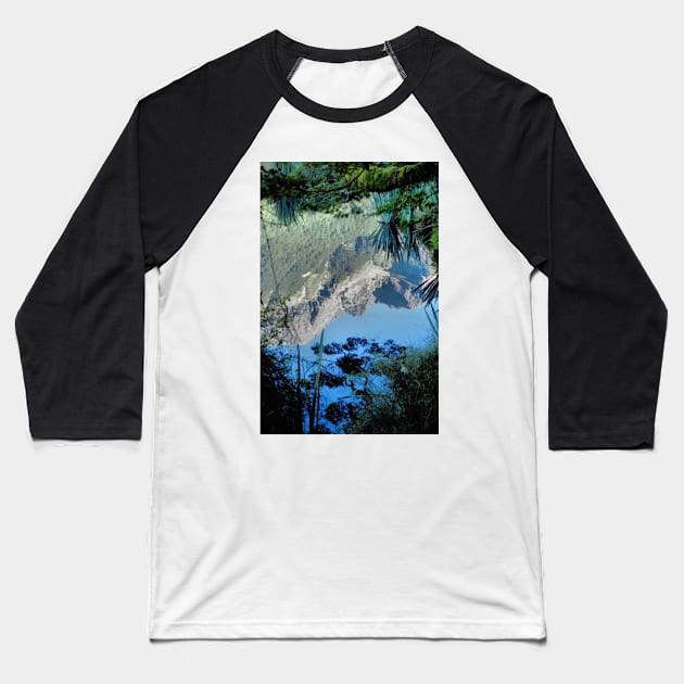 Mirror Lakes #2, New Zealand Baseball T-Shirt by Carole-Anne